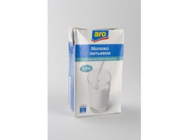 Молоко ARO  стерилизованное, 1,5% 950г, 1 штука