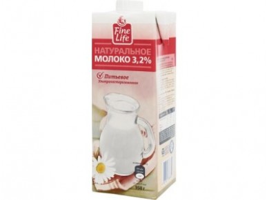 Молоко FINE LIFE стерилизованное 3,2%, 950г, 1 штука