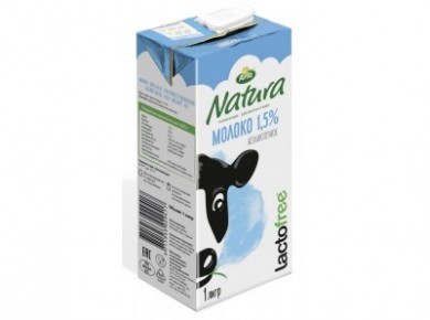 Молоко безлактозное NATURA стерилизованное 1,5%, 1л, 1 штука