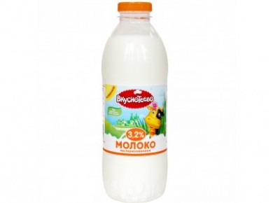Молоко ВКУСНОТЕЕВО пастеризованное 3,2%, 900г, 1 штука
