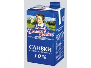 Сливки ДОМИК В ДЕРЕВНЕ стерилизованные, 10% 0,2л, 1 штука