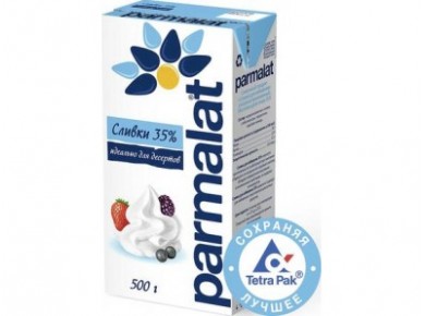 Сливки PARMALAT стерилизованные, 35% 0,5л, 1 штука