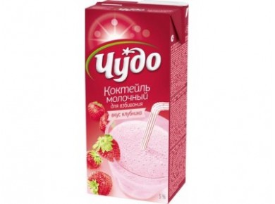 Молочный коктейль ЧУДО Клубника 5%, 950г, 1 штука