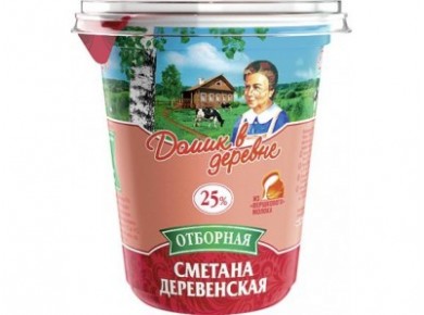 Сметана ДОМИК В ДЕРЕВНЕ 25%, 400г, 12 коробок