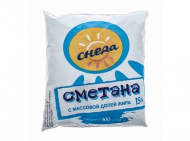 Сметана СНЕДА 15%, 500 г, 1 штука