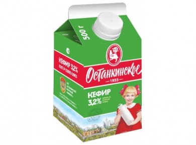 Кефир ОСТАНКИНСКИЙ 3,2%, 0,5л, 15 штук