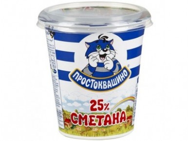 Сметана ПРОСТОКВАШИНО 25%, 350г, 12 штук