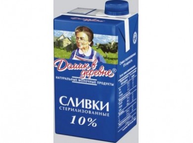 Сливки ДОМИК В ДЕРЕВНЕ 10%, 480г, 1 штука