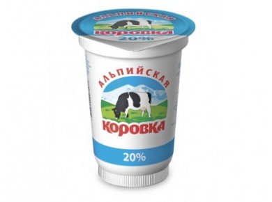 Сметанный продукт АЛЬПИЙСКАЯ КОРОВКА, 20% 500г, 1 штука