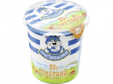 Сметана ПРОСТОКВАШИНО, 20% 350г, 1 штука