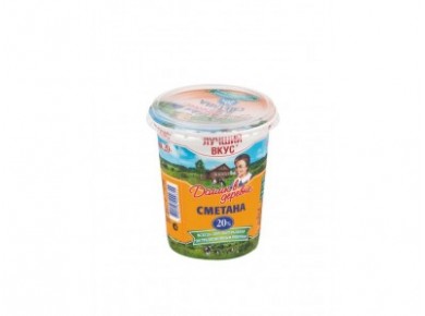 Сметана ДОМИК В ДЕРЕВНЕ, 20% 400г, 1 штука