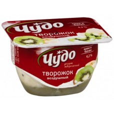 Творожный десерт ЧУДО воздушный киви и банан 4,2%, 100г, 1 штука