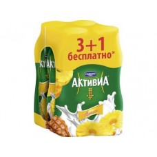 Питьевые йогурты АКТИВИА ананас, 2,2%  290г х4, 1 штука