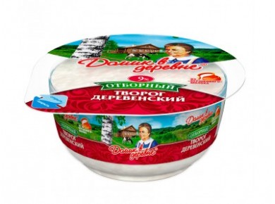 Творог ДОМИК В ДЕРЕВНЕ, 9% 340г, 1 штука