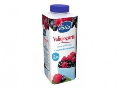 Питьевые йогурты VALIO малина/черника, 0,4% 330г, 1 штука