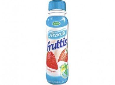 Питьевые йогурты FRUTTIS легкий с соком клубники, 0,1% 285г, 1 штука
