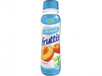 Питьевые йогурты FRUTTIS легкий с соком персика, 0,1% 285г, 1 штука