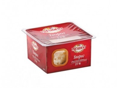 Творог PRESIDENT рассыпчатый, 15% 400г, 1 штука