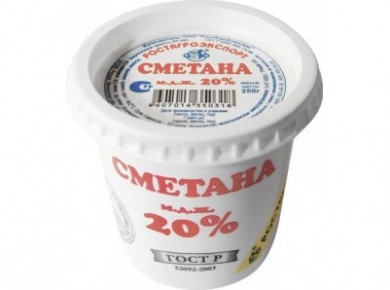 Сметана РОСТАГРОЭКСПОРТ, 20% 250г, 1 штука