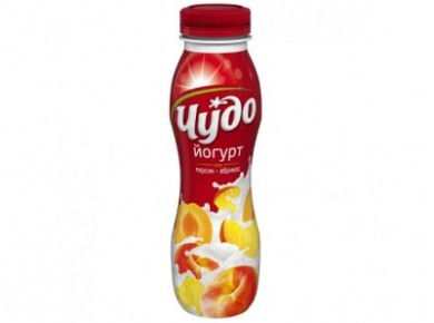 Йогурт ЧУДО питьевой персик/абрикос, 2,4% 290г, 1 штука