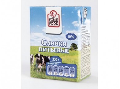 Сливки питьевые FINE FOOD 10%, 200г, 1 штука
