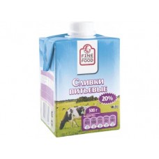 Сливки FINE FOOD Стерилизованные 20%, 500г, 1 штука