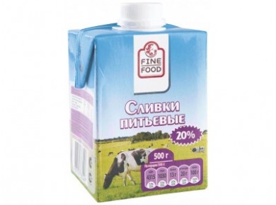 Сливки FINE FOOD Стерилизованные 20%, 500г, 1 штука