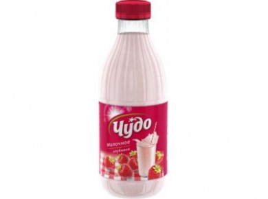 Молочный коктейль ЧУДО клубничный, 2%, 950 г, 1 штука