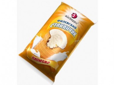 Мороженое ФИЛЕВСКОЕ Пломбир ванильный в вафельном стакане, 90г, 1 штука