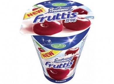 Продукт йогуртный FRUTTIS сливочное/лакомство вишня, 5% 320г, 1 штука