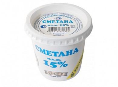 Сметана РОСТАГРОЭКСПОРТ 15% 250г, 1 штука