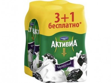 Питьевые йогурты АКТИВИА чернослив 2,2%, 290 г, 1 штука