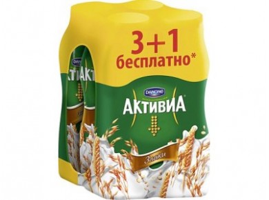 Питьевые йогурты АКТИВИА злаки 2,2%, 4*290 г, 1 штука