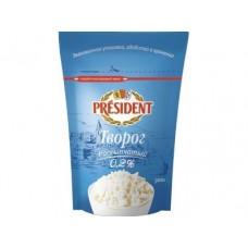 Творог PRESIDENT, 0,2% 300г, 1 штука