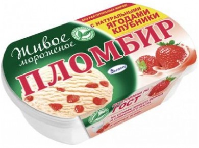 Мороженое пломбир ТАЛОСТО с натуральными ягодами клубники, 450г, 1 штука