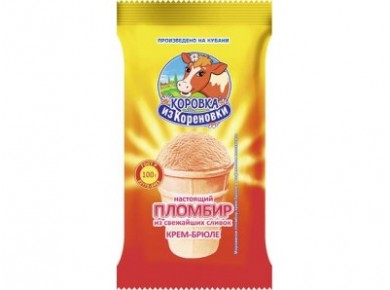 Пломбир КОРОВКА ИЗ КОРЕНОВКИ крем-брюле в стаканчике, 100г, 1 штука