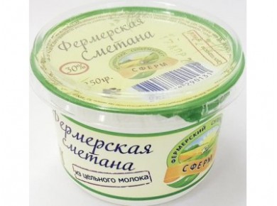 Сметана ПРЯМО С ФЕРМЫ 30% 250г, 1 штука