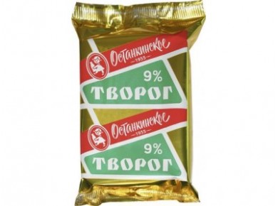 Творог ОСТАНКИНСКОЕ 9%, 180г, 1 штука