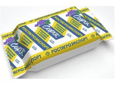 Творожный сырок РОСТАГРОЭКСПОРТ с сахаром и изюмом 16,5%, 90г, 1 штука