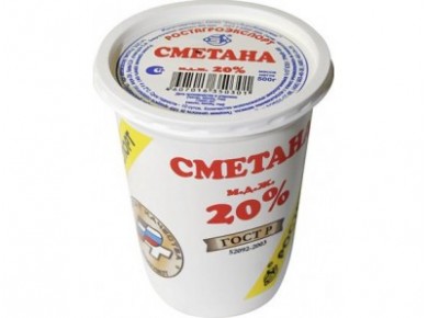 Сметана РОСТАГРОЭКСПОРТ 20%, 500г, 1 штука