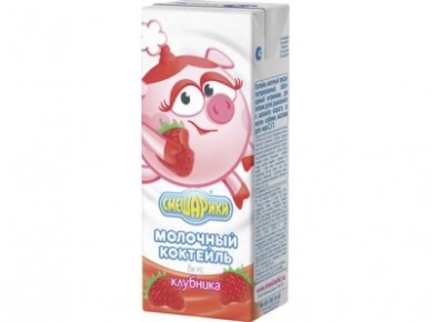 Молочный коктейль СМЕШАРИКИ Клубника 2,5%, 210г, 1 штука