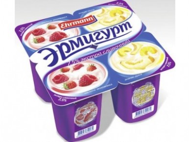 Йогурт ЭРМИГУРТ Вишня/Черешня 7,5%, 4х115г, 1 штука