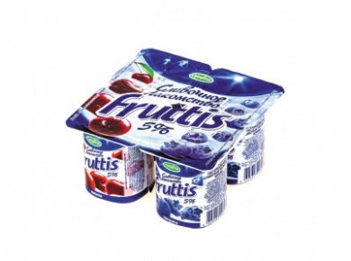 Йогуртовый продукт FRUTTIS вишня/черника, 5%, 4Х115г, 1 штука