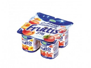 Йогуртовый продукт FRUTTIS клубника/персик, 5%, 4Х115г, 1 штука