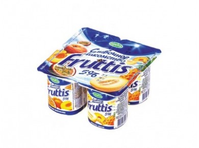 Йогуртовый продукт FRUTTIS персик/маракуйя, 5%, 4х115г, 1 упаковка