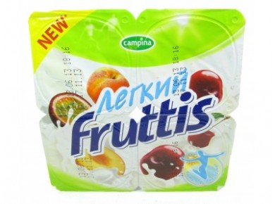 Йогуртовый продукт FRUTTIS Вишня/ персик- маракуйя 8%, 4*115 г, 1 штука