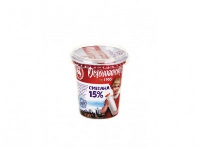 Сметана ОСТАНКИНСКИЙ МК 15%, 350г, 1 штука
