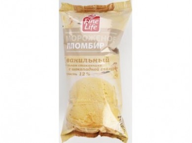Пломбир FINE LIFE Ваниль в вафельном стаканчике, 90г, 1 штука