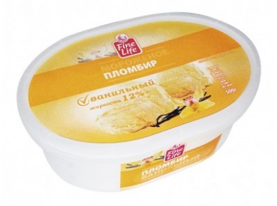 Пломбир FINE LIFE Ванильный 12%, 500г, 1 штука