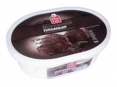 Пломбир FINE LIFE Шоколадный 12%, 500г, 1 штука